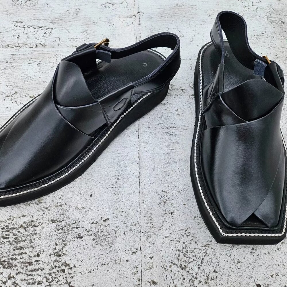 Captan Chappel Sandal Black Genuine Leather Upper Captaan Handmade Shoe Size 8.5 - Picture 5 of 11